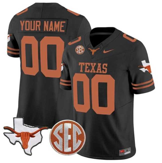 Men%27s Texas Longhorns Active Player Custom Black F.U.S.E. State Map & SEC Patch Stitched Jersey